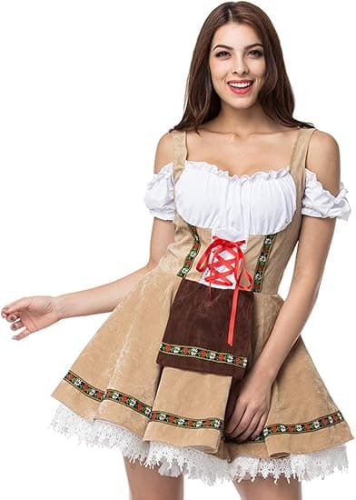 Dam Oktoberfest Kostym Tysk Bayersk Dirndl Klänning Halloween 3XL 3XL