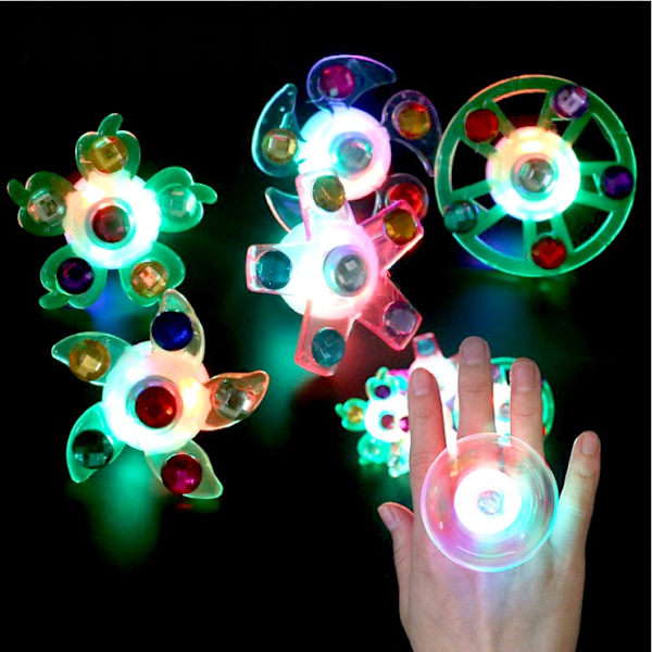 4-pack LED fingertoppsfärgningsringfest pop-snurror Gyro ring