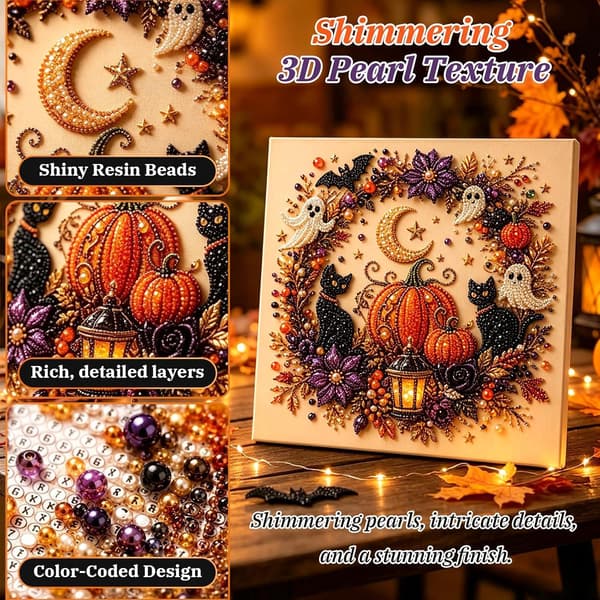 Gör-det-själv Halloween Pärldiamantmålning Konstkit 12x12tum Ramlös Witch