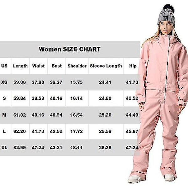 One Pieces Skiddräkter Jumpsuits Par Skidräkt Overaller Vinter utomhus Vattentäta snödräkter för snösport pink M