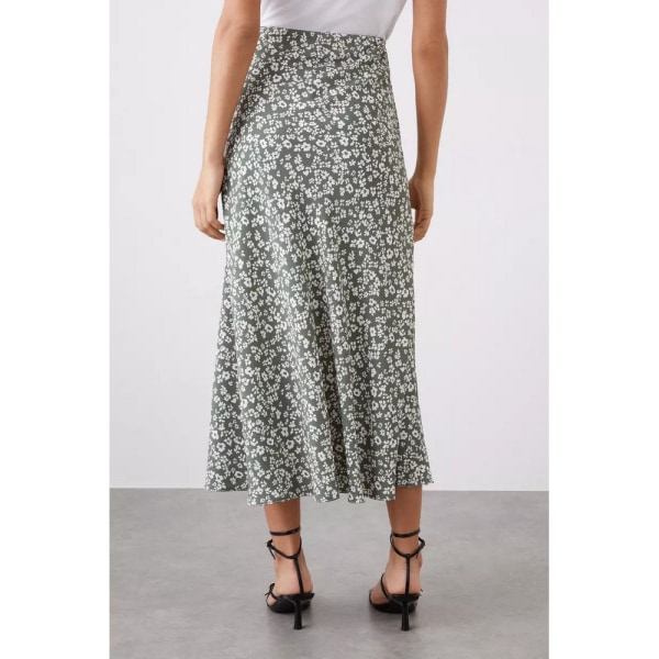 Dorothy Perkins Dam/Dam Ditsy Print Bias Cut Petite Midi Khaki 8 UK