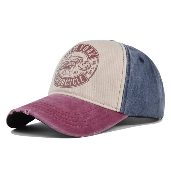 graffititryck cap sliten tvättad nödställd cap färgmatchande cap diskettmössa böjd brätte toppad cap Cp8954Brown Adjustable