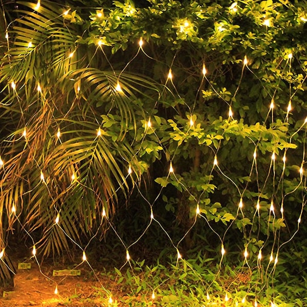 3m X2m 200 Led Garden Mesh String Lights, Nätdriven vattentät med 8 lägen & Timer Net Gardinljus Varmvitt