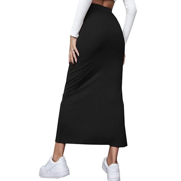 Hög midjade delade lårstickad lång tight kjol XL