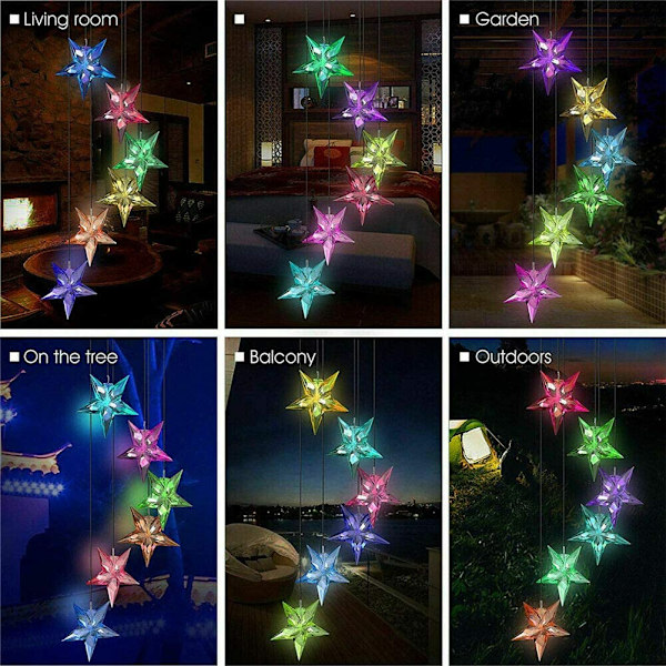Solar LED Utomhus  Moon Wind Chime Present Mamma Mormor Star