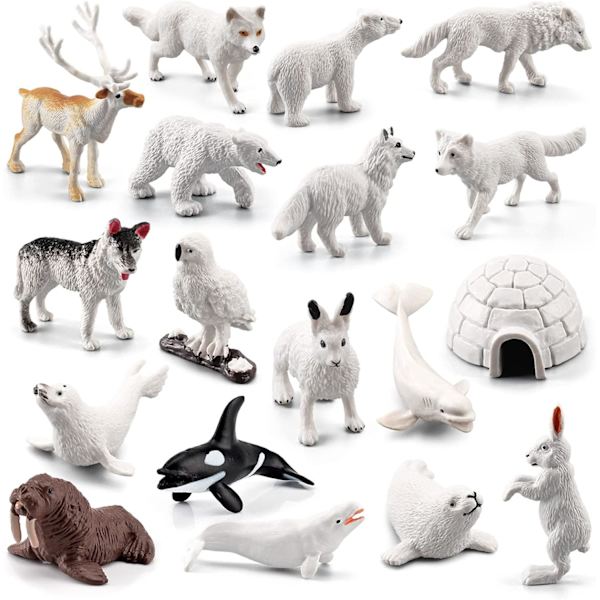 18 st Arktiska Djurfigurer, Realistiska Polar Djur Leksaker Figurer för ...