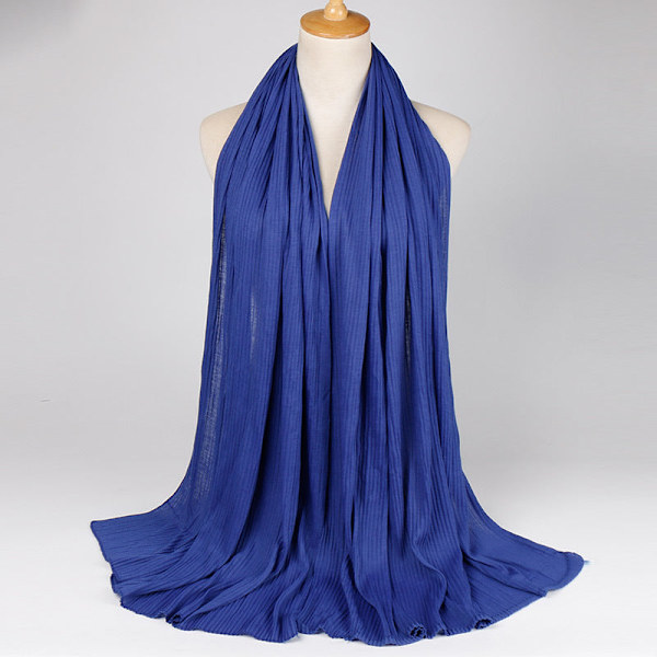 Scarfsjal för kvinnor 2022 höst och vinter Monokrom merceriserad bomull veckad 11# sapphire blue 180cm