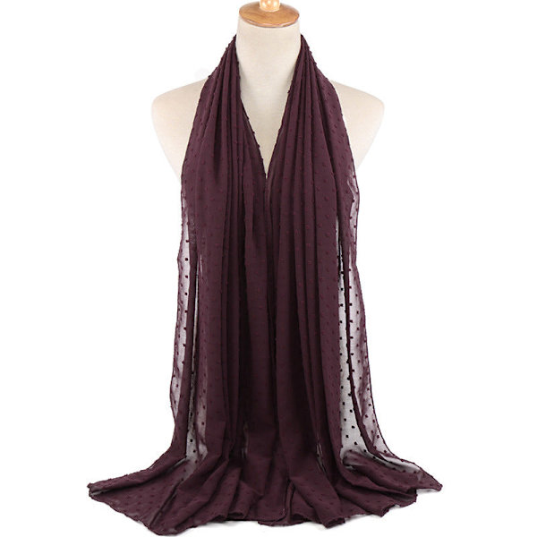 Scarfsjal för kvinnor 2022 Scarf flockande tjock chiffong Deep burgundy