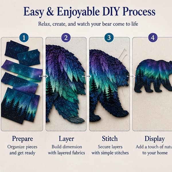 Nordlys Dyreliv DIY Patchwork Kit, Lagdelt Stof Dyrehåndværk