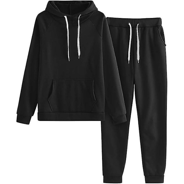 Mode Loungeset för kvinnor Modekläder 2-delad sweatsuit Långärmad tröja Långbyxor black XL