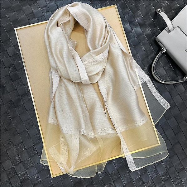 Tunn sjal Sidenscarf Lång damscarf för kvinnor Mode Utländsk S ljusbrun
