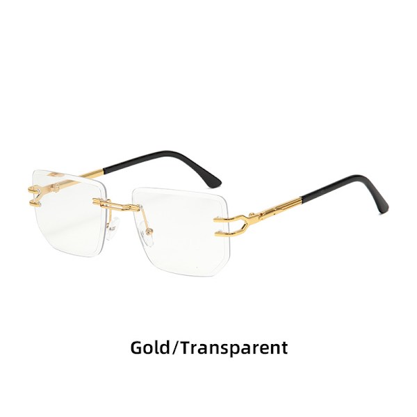 Snygga bågfria solglasögon Retro metallsolglasögon för kvinnor Modeglasögon för män Gold frame gradient tea