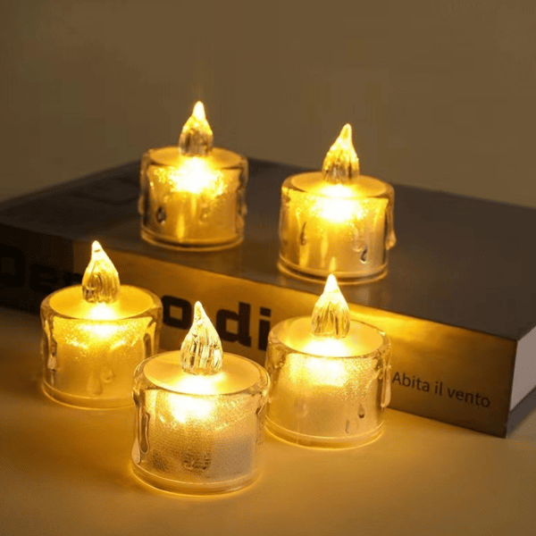 Flamlösa LED-värmeljus för fester, bröllop 12pcs