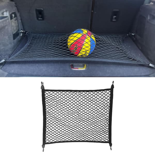 Elastisk lastnet til SUV, justerbare elastiske bagagerumsnet med krog universel til SUV - Organizer 32\" x 24\" strækker sig til 63\"x43\", lastbilslad