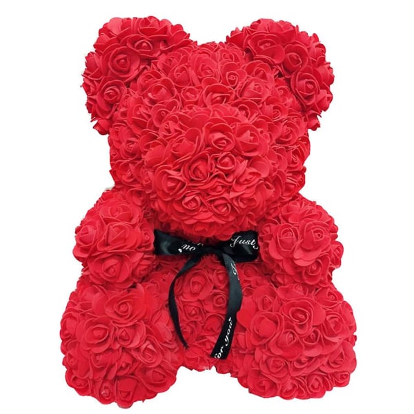 25 cm skumrosbjörn Romantisk blomsterbjörn för alla hjärtans födelsedag bröllopsdagar Red