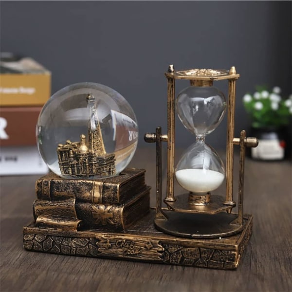 LED Music Crystal Snow Globe med Timglas Timer Heminredning