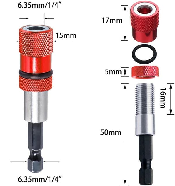2 STK Justerbare Skruedybde Bitholdere, Magnetiske Stål Gipsplade Bits, 1/4\" Sekskant Skaft med S2 Phillips PH2 Skruetrækker Bits