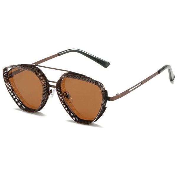Ovanliga unika pilot solglasögon med galler för män brown Brown