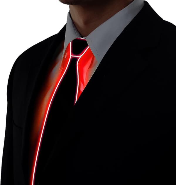 LED-ljusklips med sladd, 3 lägen festlig slips (röd) red