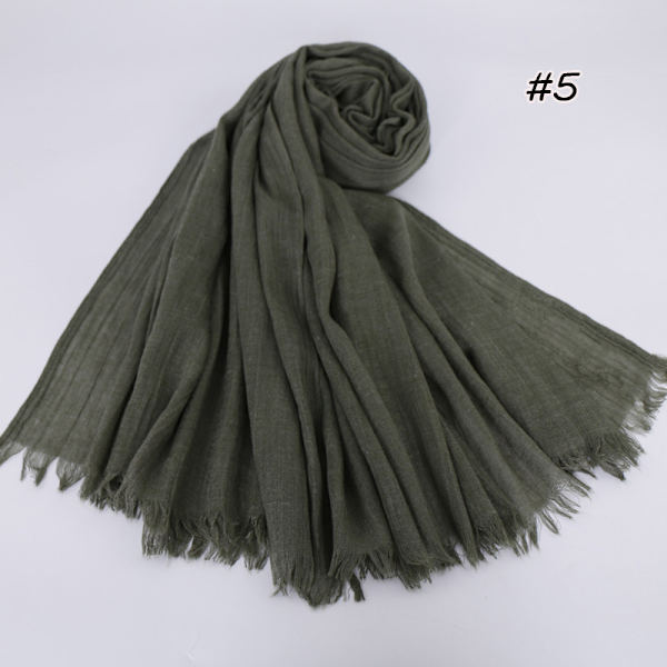 Dam Scarf Sjal 2022 Bomull Linne Enfärgad Tr Bomull Koreansk stil 5# Army Green 190cm