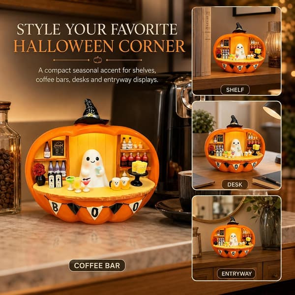 Lysande Halloween-dekoration Spökfigur Pumpabar-dekor (Gul)