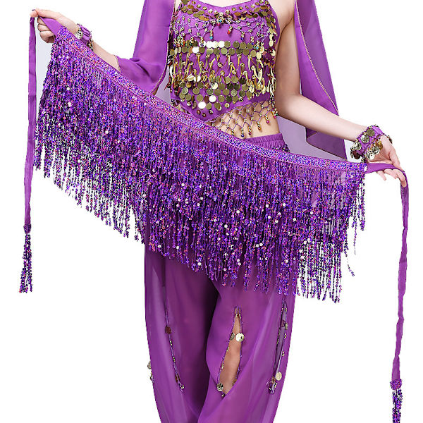 Boho Sequin Tofs Höfthalsduk Kjol purple