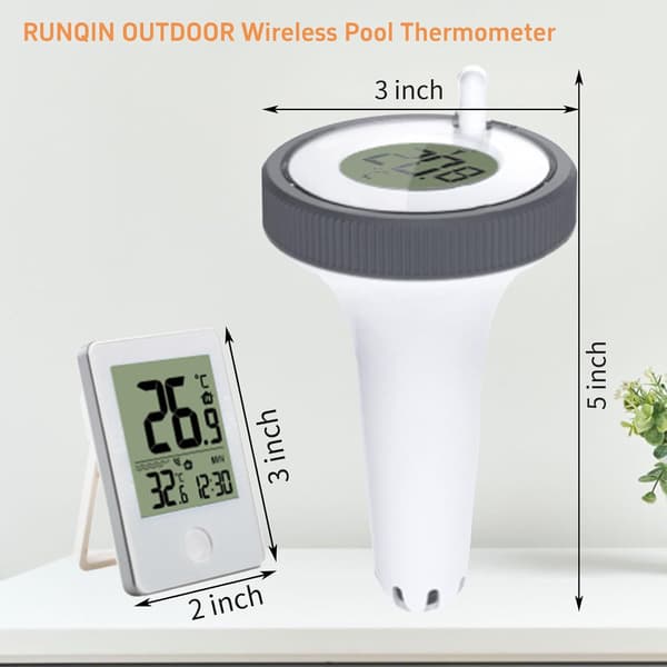 Digital trådlös flytande pooltermometer, vattentemperaturtermometer, inomhusmonitor utomhuspooltermometerset för simbassänger, bubbelpooler, spa