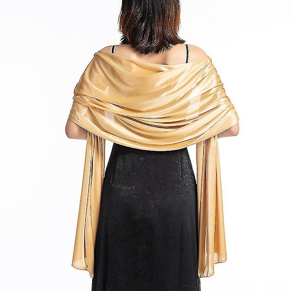 Sjalklänning Aftonomslag Bröllop Satin Solid Sjal Shrug Boleros Champagne Gold