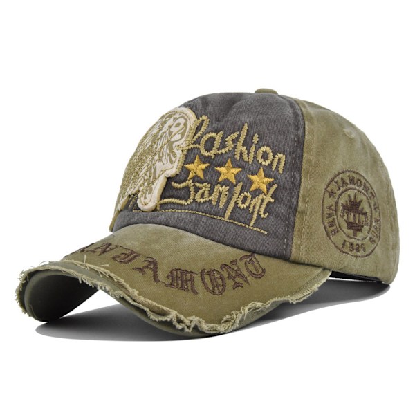 Vintage skallebroderad cap Broderad Patch Peaked Cap Tvättad Distressed Sol Hat Cap Cb3894ArmyGreen Adjustable