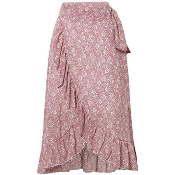 Boho Floral Wrap Maxikjol - Hög midja med slits