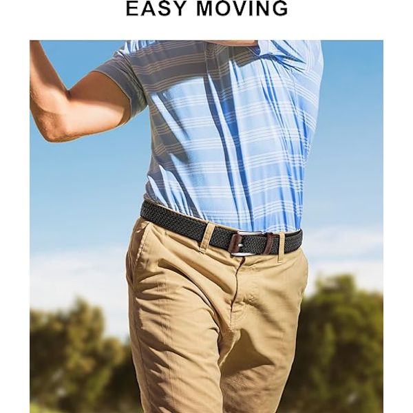 Bälte för män 2Pack, Stretch flätat webbbälte för män för Casual Golf
