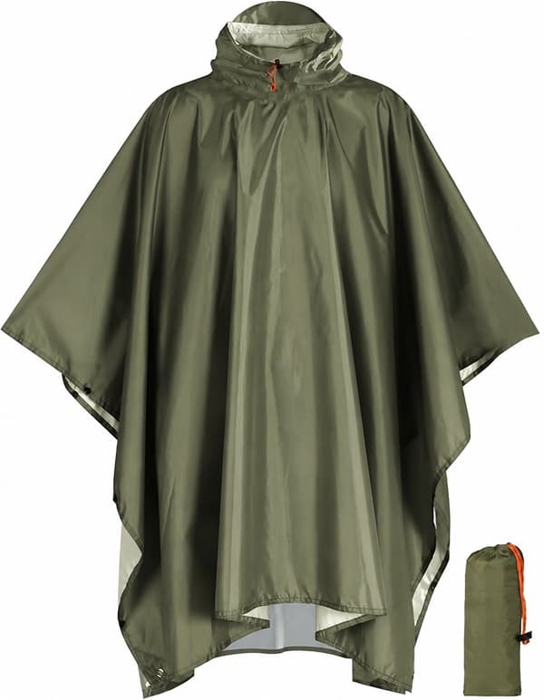 Regnponcho med hette for voksne Vanntett Lett Regnjakke