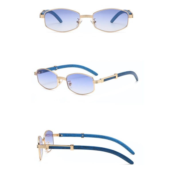 Unika trendiga solglasögon för män hiphop små guld trädetaljer blue One-size