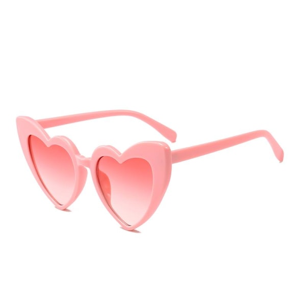 Retro hjärtformade solglasögon dam överdimensionerade UV400 Pink Pink with pink glass