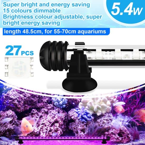 RGB akvariebelysning med controller - Længde 48,5 cm - 5,4 Watt - Akvarielampe - Akvarielys - Dæmpbar