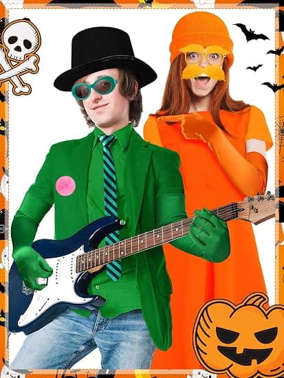 10 delar Halloween Orange Kostymtillbehörsset med hattglasögon