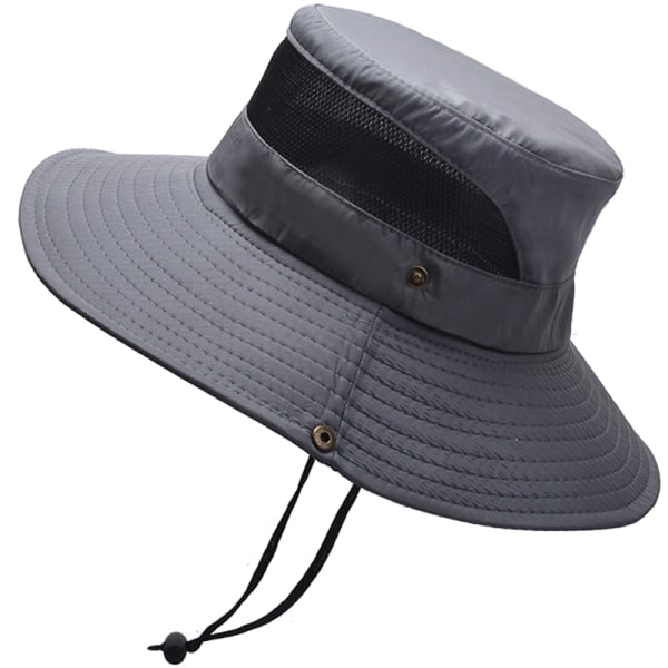 Mesh andningsbar fiskehatt för män utomhus vandringshatt dark grey