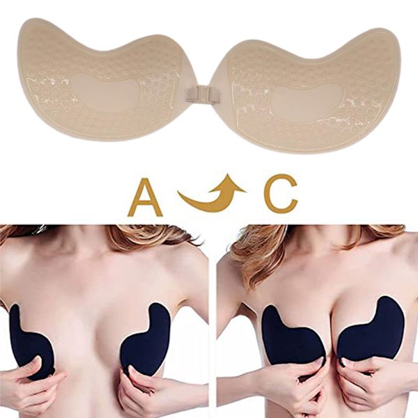 Bride Sticky BH Osynlig Strapless Push-up Återanvändbar Rygglös Black-C