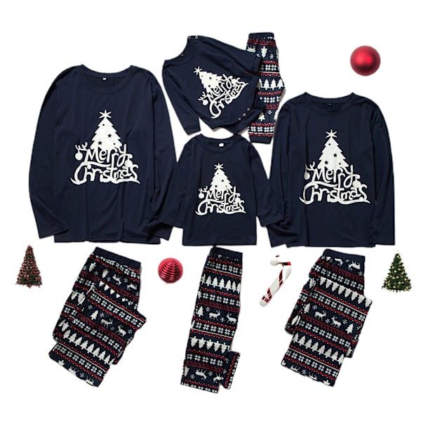 Jul Familj atchande Pyjamas Set Vuxen Barn Baby Sovkläder Men M