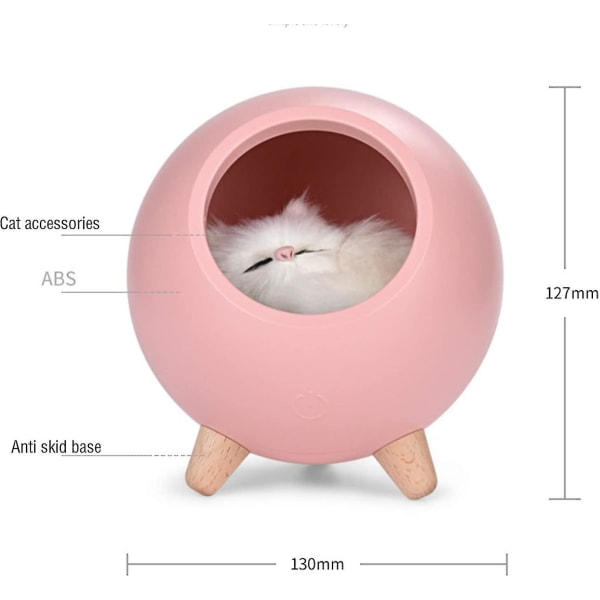 Kreativ present till flickor Tecknad kattsand Laddar Led Nattlampa Kitty House Atmosphere Bordslampa (färg: vit)