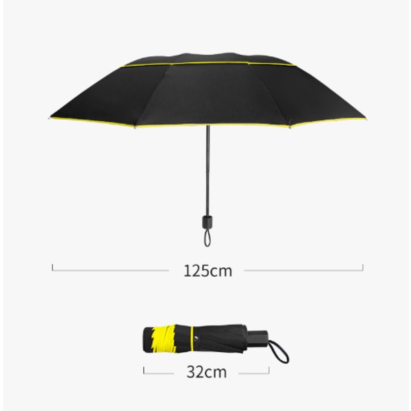Oversized double-layer business umbrella folding umbrella rain and sunshine umbrella 125CM black