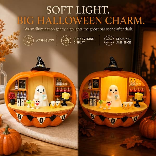 Lysande Halloween-dekoration Spökfigur Pumpabar-dekor (Gul)