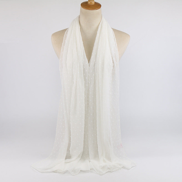 Scarfsjal för kvinnor 2022 Scarf flockande tjock chiffong White