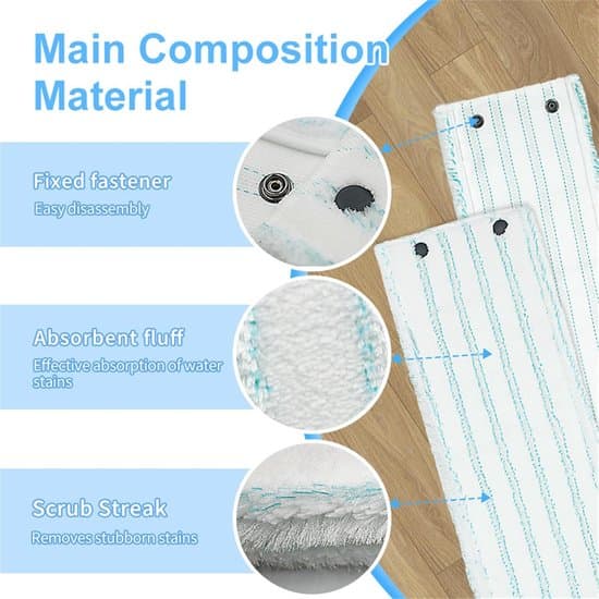 3-pak mikrofiber moppepuder til Leifheit M Mop – Vaskbare, genanvendelige moppepuder – 42 x 15,5 cm
