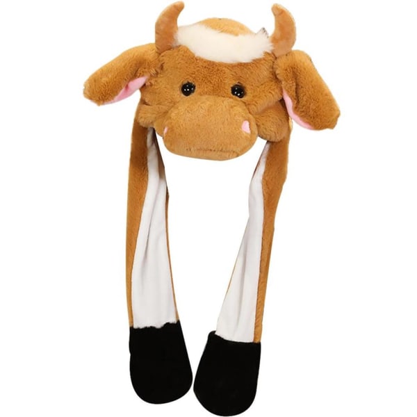 Söt djurhatt med rörliga öron Cartoon Milk Cow cap Brown cattle