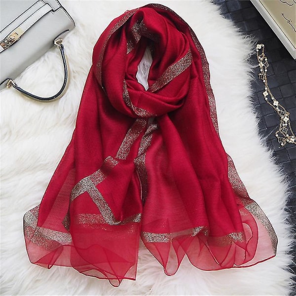 Tunn sjal Sidenscarf Lång damscarf för kvinnor Mode Utländsk S brun