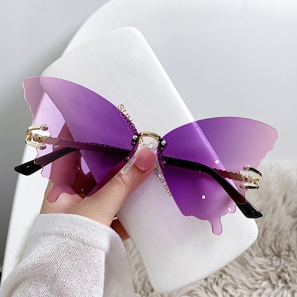 Butterfly solglasögon Kvinnor mode stor ram gradient nyanser Trend gata foto solglasögon Gradine violet