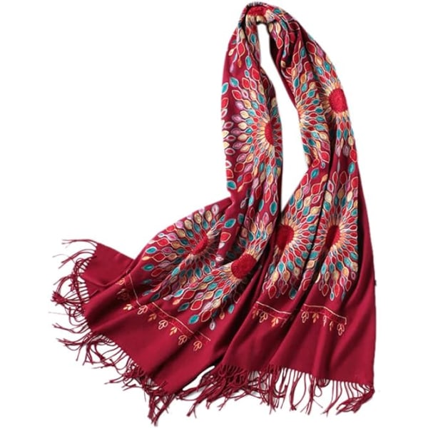 Dambroderade oversize tofssjal Scarf Wraps för kvinnor