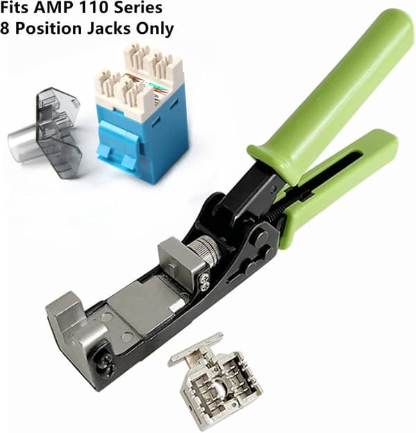 180 graders Keystone Jack Punch Down Tool (passer kun til specifikke AMP 110 Series 8 Position Jacks), CAT5/5e og CAT6/6A adapter hurtig termineringstang,
