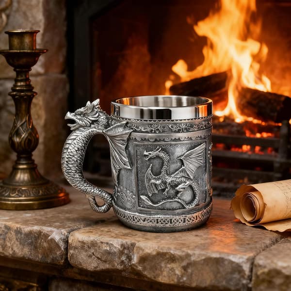 Middelaldersk brølende drage ølkrus, gotisk vikingkrus 473 ml